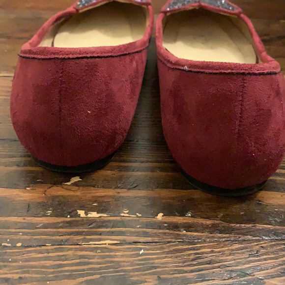 Burgundy sparkly heart Penny Loves Kenny flats - Picture 3 of 6